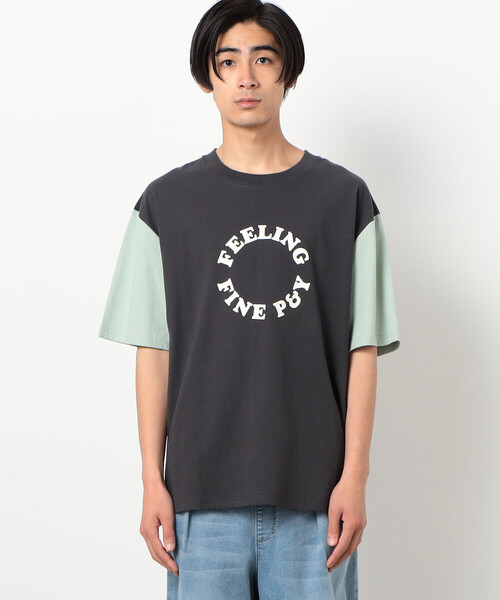 Purple&Yellow(パープルアンドイエロー)の「サークルプリント カラースリーブ 半袖Tシャツ(Tシャツ/カットソー・メンズ・ボルドー/グレイッシュベージュ/チャコール・SMALL/MEDIUM/LARGE)」の19枚目の写真