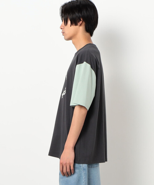 Purple&Yellow(パープルアンドイエロー)の「サークルプリント カラースリーブ 半袖Tシャツ(Tシャツ/カットソー・メンズ・ボルドー/グレイッシュベージュ/チャコール・SMALL/MEDIUM/LARGE)」の20枚目の写真