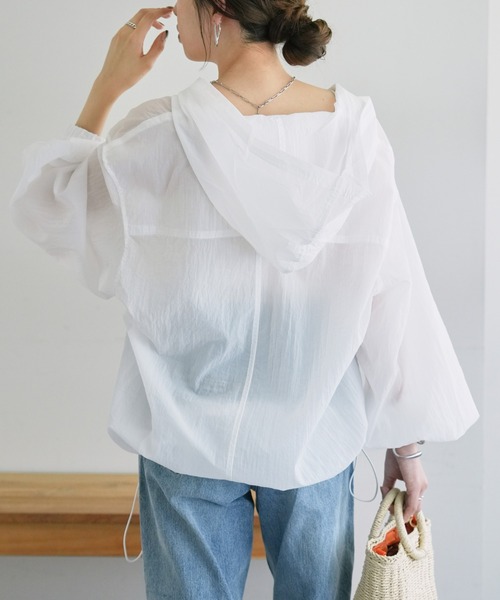 DISCOAT(ディスコート)の「【WEB限定】シアーアノラックパーカー(パーカー・レディース・モカ/オレンジ/ライトベージュ/ピンク/ホワイト/ブラック・FREE)」の16枚目の写真