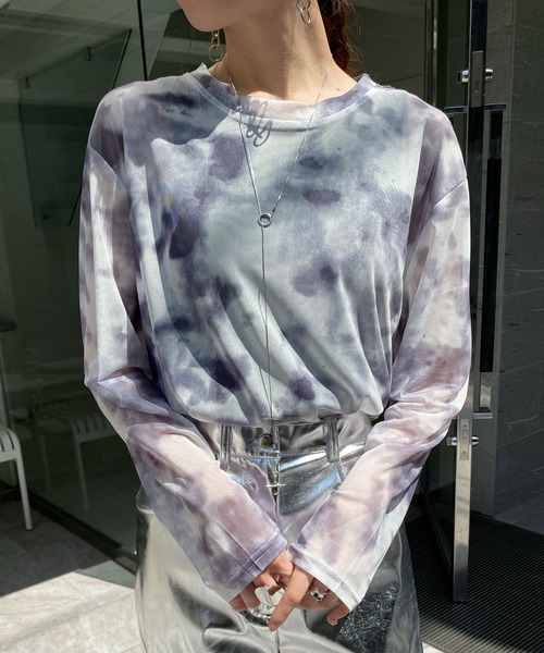 WEGO（ウィゴー）の「WEGO/【一部店限定】タイダイシアートップス（Tシャツ/カットソー・レディース・ブルー/ブラック・FREE）」の2枚目の写真