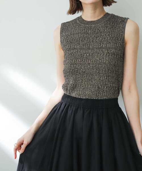 SENSE OF PLACE by URBAN RESEARCH（センスオブプレイスバイアーバンリサーチ）の「ランダムリブノースリーブセーター（ニット/セーター・レディース・ピンク/ブラック/ライトブルー・ONE）」の2枚目の写真