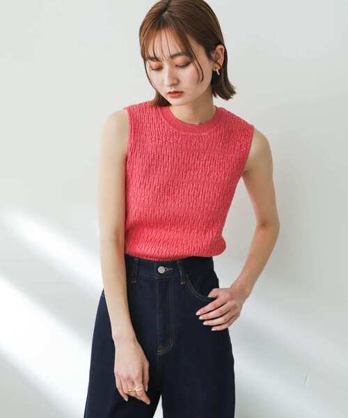 SENSE OF PLACE by URBAN RESEARCH（センスオブプレイスバイアーバンリサーチ）の「ランダムリブノースリーブセーター（ニット/セーター・レディース・ピンク/ブラック/ライトブルー・ONE）」の5枚目の写真