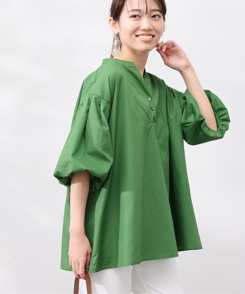 Chez toi（シェトワ）の「スリットネック袖バルーンブラウス（シャツ/ブラウス・レディース・オフホワイト/ネイビー/アイボリー/グリーン・FREE）」の3枚目の写真