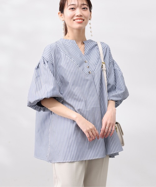 Chez toi（シェトワ）の「スリットネック袖バルーンブラウス（シャツ/ブラウス・レディース・オフホワイト/ネイビー/アイボリー/グリーン・FREE）」の12枚目の写真