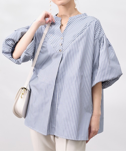 Chez toi（シェトワ）の「スリットネック袖バルーンブラウス（シャツ/ブラウス・レディース・オフホワイト/ネイビー/アイボリー/グリーン・FREE）」の19枚目の写真