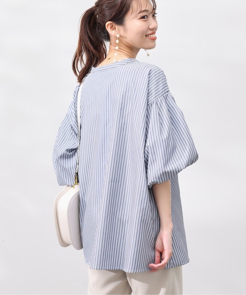 Chez toi（シェトワ）の「スリットネック袖バルーンブラウス（シャツ/ブラウス・レディース・オフホワイト/ネイビー/アイボリー/グリーン・FREE）」の21枚目の写真