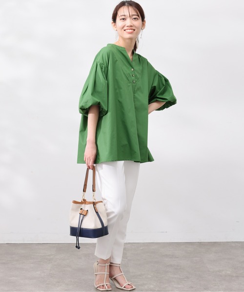 Chez toi（シェトワ）の「スリットネック袖バルーンブラウス（シャツ/ブラウス・レディース・オフホワイト/ネイビー/アイボリー/グリーン・FREE）」の10枚目の写真