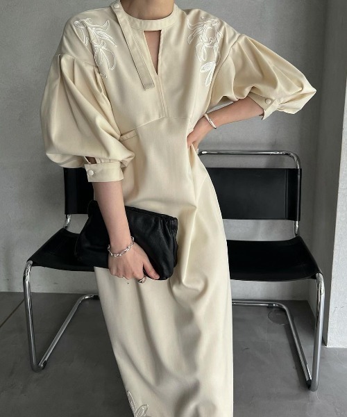 ワンピース WILLFULLY v neck open cord embroidery OP WILLFULLY（ウィルフリー）の「v neck open cord embroidery OP