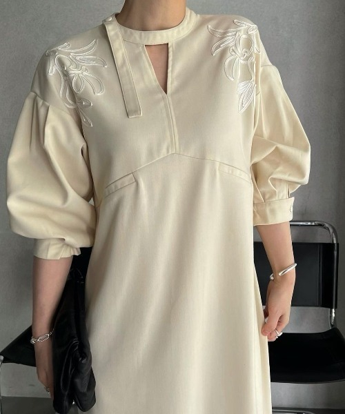 ワンピース WILLFULLY v neck open cord embroidery OP WILLFULLY（ウィルフリー）の「v neck open cord embroidery OP