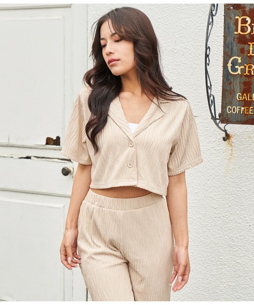 ANAP（アナップ）の「ウェーブシアー開襟シャツ【別売りSETUP】（シャツ/ブラウス・レディース・ライトベージュ/ブラック/ネイビー・FREE）」の9枚目の写真