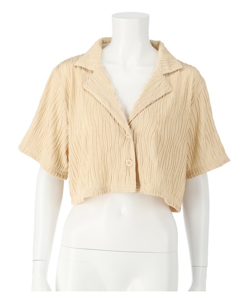 ANAP（アナップ）の「ウェーブシアー開襟シャツ【別売りSETUP】（シャツ/ブラウス・レディース・ライトベージュ/ブラック/ネイビー・FREE）」の14枚目の写真