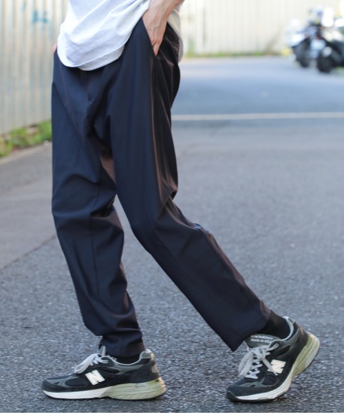 SETUP7（セットアップセブン）の「【SETUP7】ナイロンニット　メッシュノータックパンツ 041370 KDM（スラックス・メンズ・グレー/ネイビー・M/L/LL）」の3枚目の写真