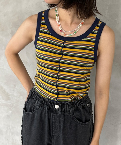 kutir(クティール)の「マルチボーダータンクトップ(タンクトップ・レディース・イエロー系その他/ピンク系その他/グリーン系その他・FREE)」の15枚目の写真