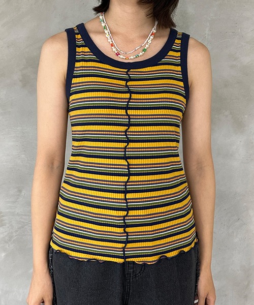 kutir(クティール)の「マルチボーダータンクトップ(タンクトップ・レディース・イエロー系その他/ピンク系その他/グリーン系その他・FREE)」の9枚目の写真