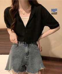 【インナーキャミ】ドッキングワッフルショートトップス