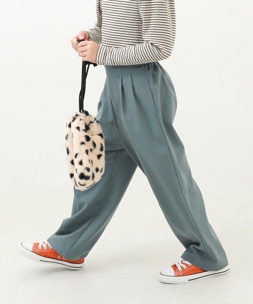 devirock（デビロック）の「ハイウエスト ワイドタックパンツ（その他パンツ・キッズ・テラコッタ/グリーン系5/ブルー系6/グレー/ブラック・110cm/100cm/160cm/150cm/140cm/130cm/120cm）」の5枚目の写真
