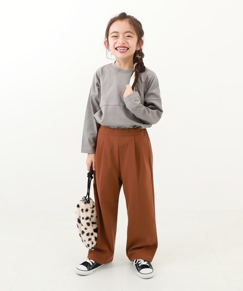 devirock（デビロック）の「ハイウエスト ワイドタックパンツ（その他パンツ・キッズ・テラコッタ/グリーン系5/ブルー系6/グレー/ブラック・110cm/100cm/160cm/150cm/140cm/130cm/120cm）」の14枚目の写真