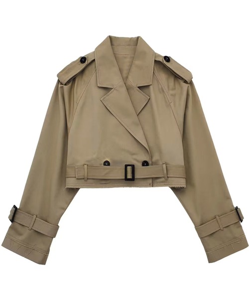 ROOPTOKYO（ループトウキョウ）の「▲ショート丈トレンチコート（トレンチコート・レディース・ブラック/ベージュ/ネイビー/カーキ・S/M/L/XS）」の4枚目の写真