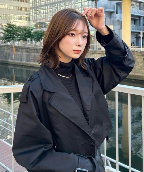 ROOPTOKYO（ループトウキョウ）の「▲ショート丈トレンチコート（トレンチコート・レディース・ブラック/ベージュ/ネイビー/カーキ・S/M/L/XS）」の2枚目の写真