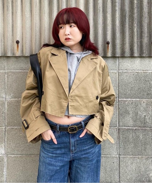 ROOPTOKYO（ループトウキョウ）の「▲ショート丈トレンチコート（トレンチコート・レディース・ブラック/ベージュ/ネイビー/カーキ・S/M/L/XS）」の7枚目の写真