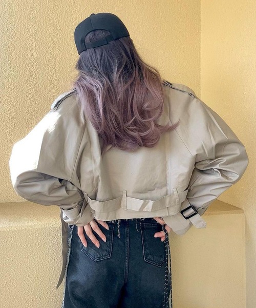 ROOPTOKYO（ループトウキョウ）の「▲ショート丈トレンチコート（トレンチコート・レディース・ブラック/ベージュ/ネイビー/カーキ・S/M/L/XS）」の8枚目の写真