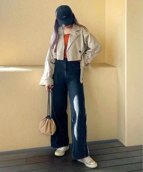 ROOPTOKYO（ループトウキョウ）の「▲ショート丈トレンチコート（トレンチコート・レディース・ブラック/ベージュ/ネイビー/カーキ・S/M/L/XS）」の9枚目の写真