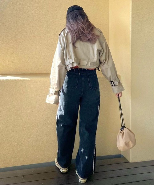 ROOPTOKYO（ループトウキョウ）の「▲ショート丈トレンチコート（トレンチコート・レディース・ブラック/ベージュ/ネイビー/カーキ・S/M/L/XS）」の10枚目の写真