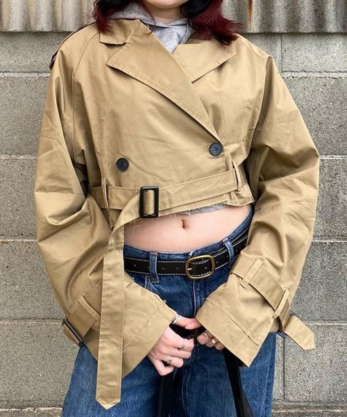 ROOPTOKYO（ループトウキョウ）の「▲ショート丈トレンチコート（トレンチコート・レディース・ブラック/ベージュ/ネイビー/カーキ・S/M/L/XS）」の21枚目の写真