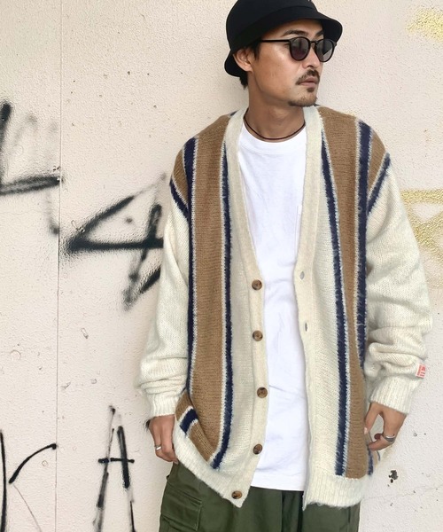 Java（ジャバ）の「《Javaジャバコラボ》大人のマルチカラー配色。ストライプ柄モヘアライクカーディガン（カーディガン/ボレロ・レディース・ブラウン/グリーン/アイボリー/ネイビー・LARGE/MEDIUM/SMALL/X-LARGE）」の9枚目の写真