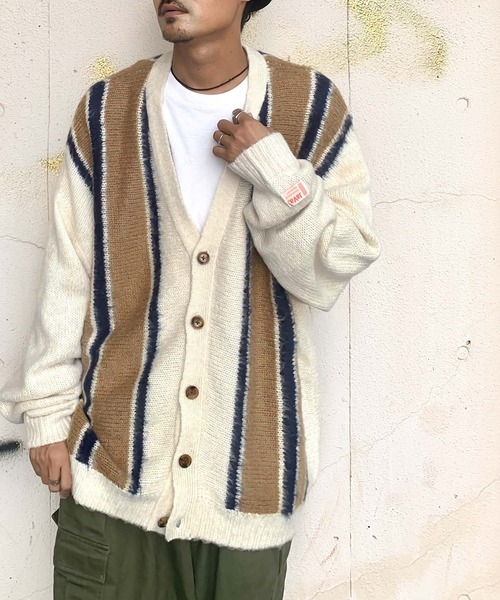 Java（ジャバ）の「《Javaジャバコラボ》大人のマルチカラー配色。ストライプ柄モヘアライクカーディガン（カーディガン/ボレロ・レディース・ブラウン/グリーン/アイボリー/ネイビー・LARGE/MEDIUM/SMALL/X-LARGE）」の10枚目の写真