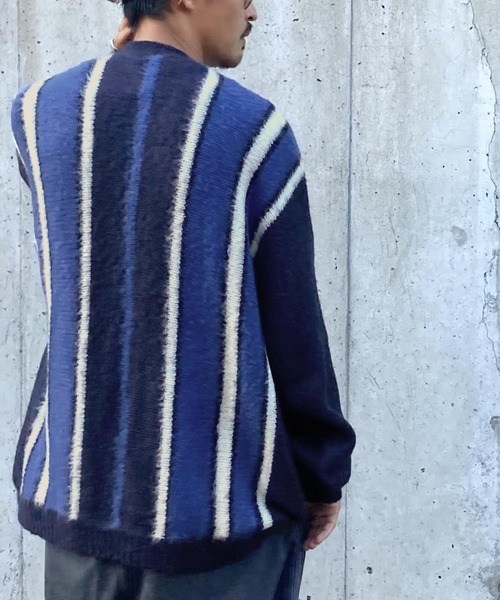 RATS ストライプカーディガン ホワイト/ブラック/ブルー RATS ストライプカーディガン ホワイト/ブラック/ブルー-人気通販サイト