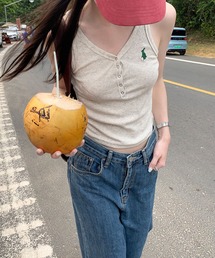 meJane | ワンポイント刺繍ヘンリーネックタンクトップ(タンクトップ)