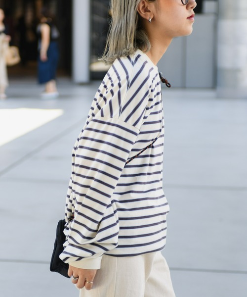 CIAOPANIC TYPY(チャオパニックティピー)の「■マルチボーダードロストロンTee(Tシャツ/カットソー・メンズ・オフホワイト/オレンジ/ブルー・MEDIUM/LARGE)」の4枚目の写真