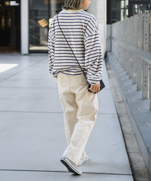 CIAOPANIC TYPY(チャオパニックティピー)の「■マルチボーダードロストロンTee(Tシャツ/カットソー・メンズ・オフホワイト/オレンジ/ブルー・MEDIUM/LARGE)」の5枚目の写真