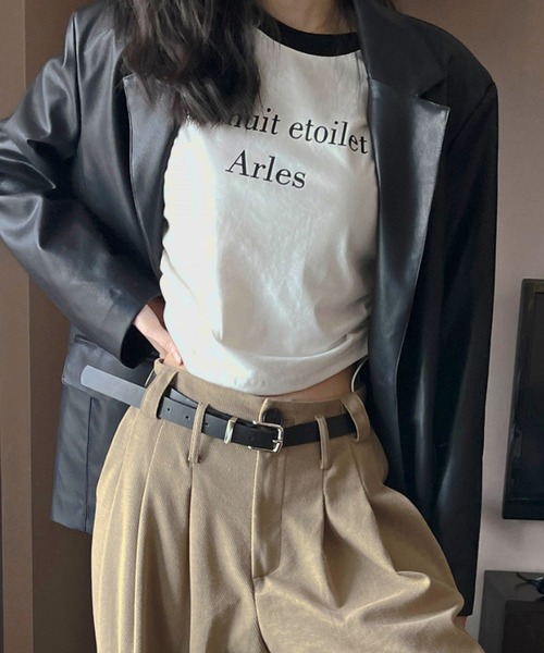 Vipoa（ヴィポア）の「サイドストリングラグランTシャツ（Tシャツ/カットソー・レディース・ホワイト×ブラック/ピンク/ベージュ/グレー・FREE）」の10枚目の写真