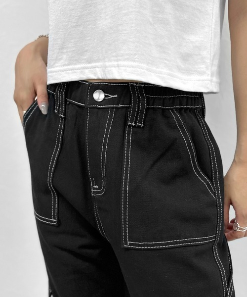 LVEU.（ラブユ.）の「【LVEU.】ステッチベイカーカーゴパンツ / ボトムス パンツ カーゴ レギュラー ストレート ステッチ カジュアル ベイカー ブラック（カーゴパンツ・レディース・ブラック・FREE）」の10枚目の写真
