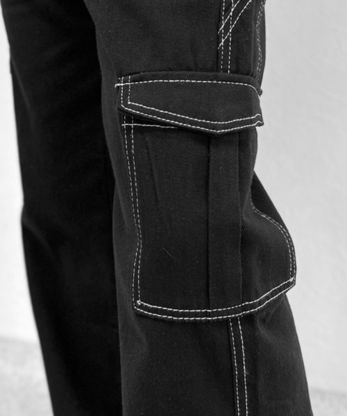 LVEU.（ラブユ.）の「【LVEU.】ステッチベイカーカーゴパンツ / ボトムス パンツ カーゴ レギュラー ストレート ステッチ カジュアル ベイカー ブラック（カーゴパンツ・レディース・ブラック・FREE）」の11枚目の写真