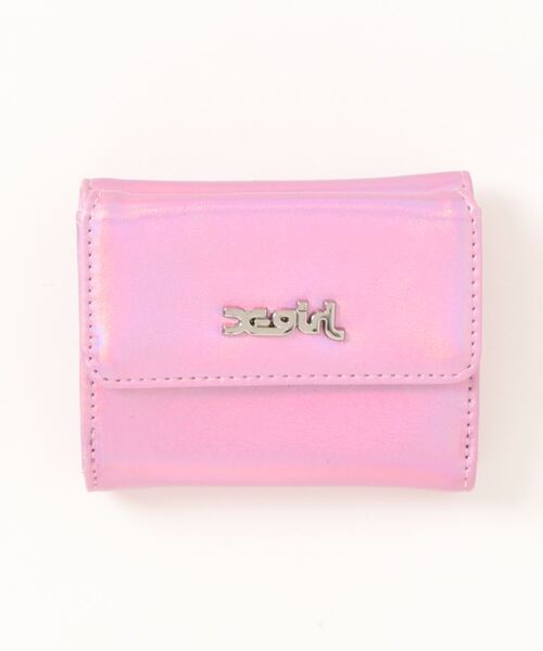 X-girl（エックスガール）の「【X-girl /エックスガール】METALLIC FAUX LEATHER MINI WALLET（財布・レディース・ピンク/シルバー/ライトブルー・FREE）」の2枚目の写真