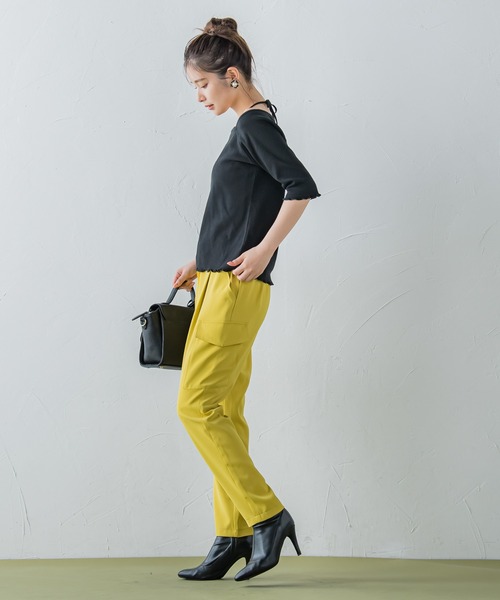 VICKY（ビッキー）の「【レディな印象を演出】5分袖ヒモ付カットソー《洗濯機で洗える》（Tシャツ/カットソー・レディース・レッド/ブラック/グリーン・M）」の7枚目の写真