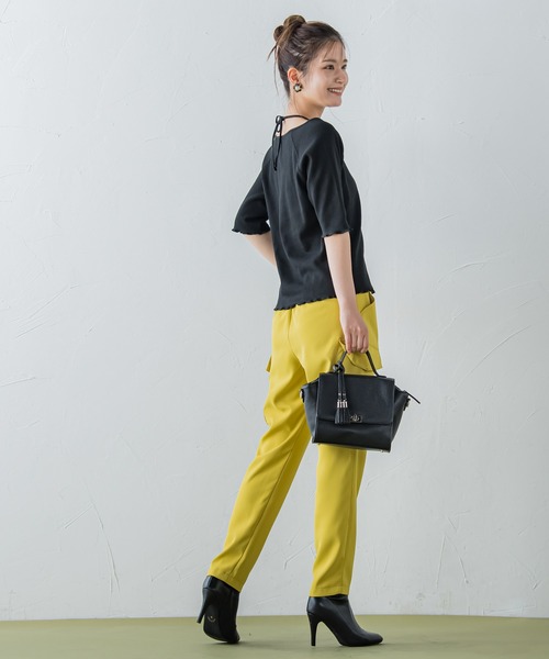 VICKY（ビッキー）の「【レディな印象を演出】5分袖ヒモ付カットソー《洗濯機で洗える》（Tシャツ/カットソー・レディース・レッド/ブラック/グリーン・M）」の8枚目の写真