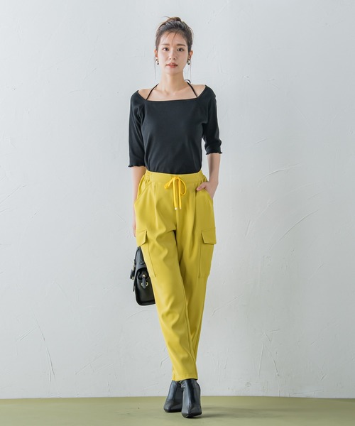 VICKY（ビッキー）の「【レディな印象を演出】5分袖ヒモ付カットソー《洗濯機で洗える》（Tシャツ/カットソー・レディース・レッド/ブラック/グリーン・M）」の9枚目の写真