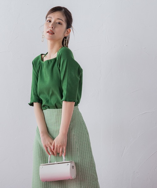 VICKY（ビッキー）の「【レディな印象を演出】5分袖ヒモ付カットソー《洗濯機で洗える》（Tシャツ/カットソー・レディース・レッド/ブラック/グリーン・M）」の11枚目の写真