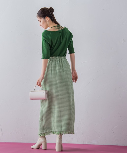 VICKY（ビッキー）の「【レディな印象を演出】5分袖ヒモ付カットソー《洗濯機で洗える》（Tシャツ/カットソー・レディース・レッド/ブラック/グリーン・M）」の14枚目の写真