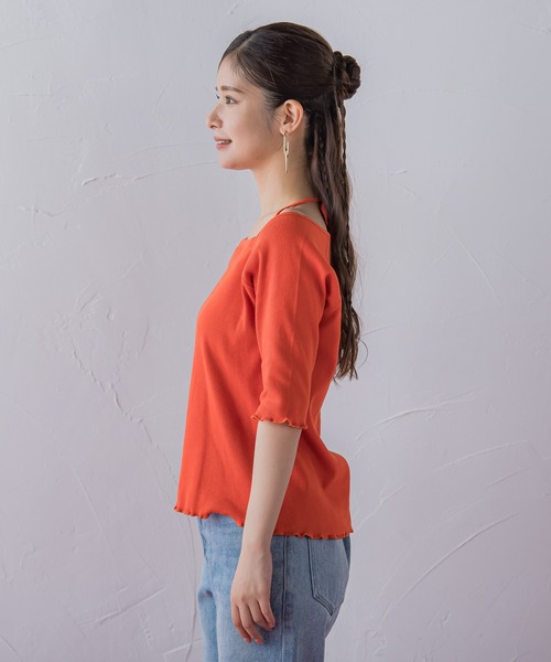 VICKY（ビッキー）の「【レディな印象を演出】5分袖ヒモ付カットソー《洗濯機で洗える》（Tシャツ/カットソー・レディース・レッド/ブラック/グリーン・M）」の16枚目の写真