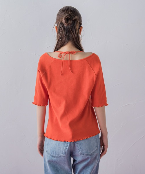 VICKY（ビッキー）の「【レディな印象を演出】5分袖ヒモ付カットソー《洗濯機で洗える》（Tシャツ/カットソー・レディース・レッド/ブラック/グリーン・M）」の17枚目の写真