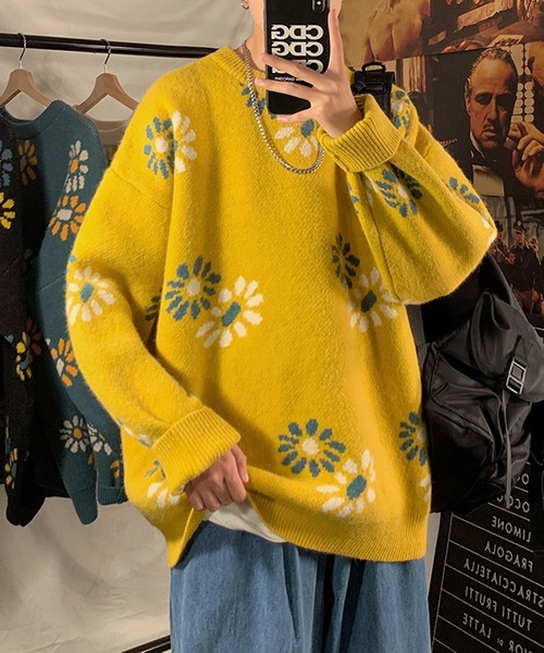 幻 最高傑作 異次元のセンス COOGI 太陽 花柄 ギター ニット セーター COOGI - 幻 最高傑作 異次元のセンス COOGI 太陽 花柄 ギター ニット