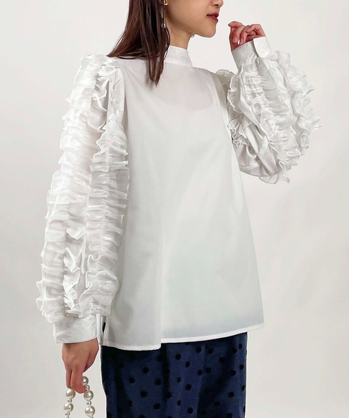 PICCIN(ピッチン)の「【WEB限定】フリルスリーブブラウス(シャツ/ブラウス・レディース・ブラック/オフホワイト・M)」の12枚目の写真