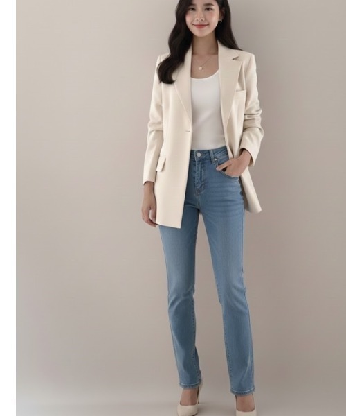 gossip!ロサンゼルス(ゴシップロサンゼルス)の「ワンピ風 コンストラクションジャケット(テーラードジャケット・レディース・オフホワイト/ブラック/ピンク/ライトブラウン・S/M)」の11枚目の写真