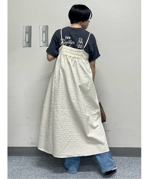 【新品未使用】オブリ⭐︎ ジャガードフリルワンピース yuiさんコラボ＞裾フリルジャガードキャミワンピース（膝丈