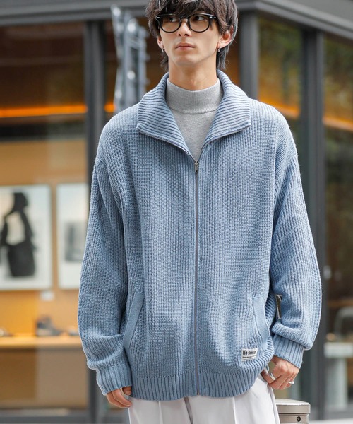 ADMIX/ATELIER SAB MEN(アドミックスアトリエサブメン)の「【no sweat.×ADMIX/ATELIER SAB MENコラボ】畦編み ハイネック ドライバーズ ニット ジップカーディガン(カーディガン/ボレロ・メンズ・ブラック/グレイッシュベージュ/サックスブルー・M/L)」の3枚目の写真